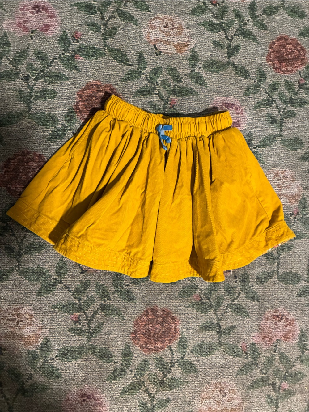 Mini Boden Yellow Corduroy Skirt floral lined 💐